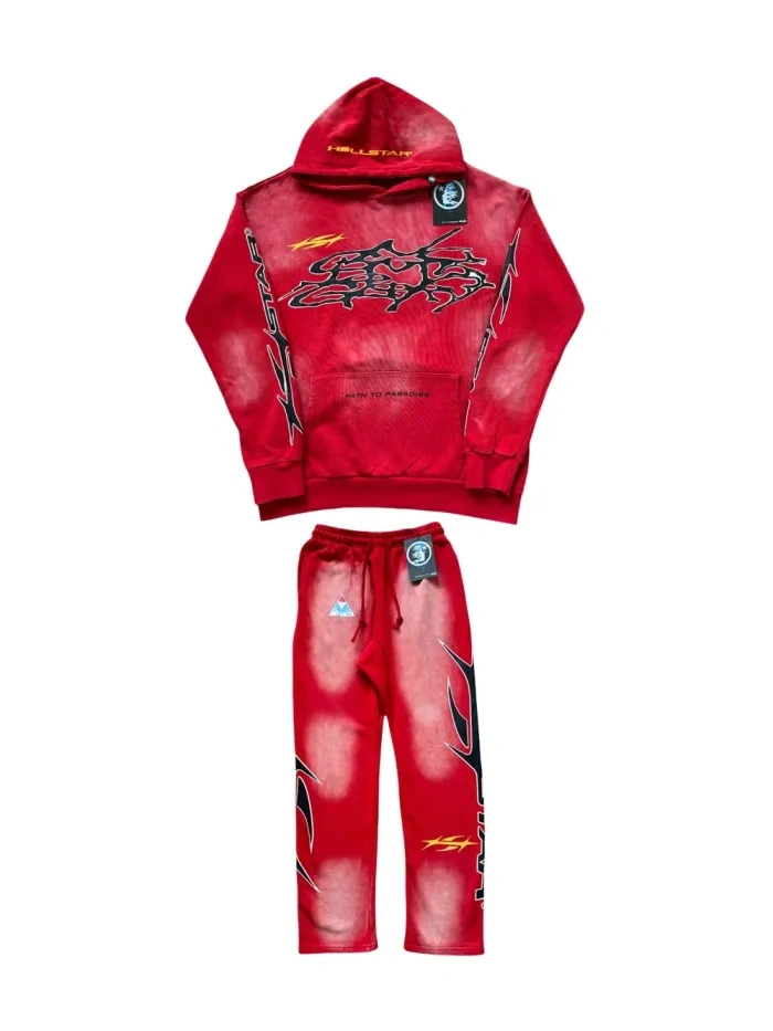 Hellstar HS Letter Print Washed Version hoodie & pants set