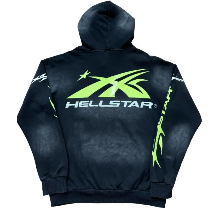 Hellstar Running Man Letter Print Sports Washed Version hoodie & pants set