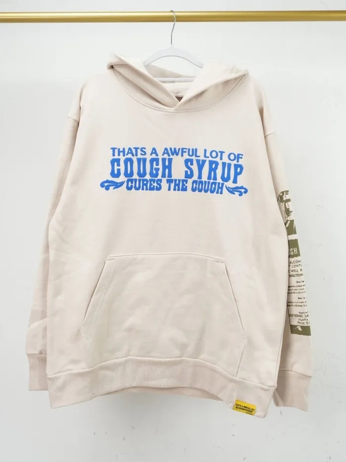 Thats A Awful Lot Of Cough Syrup Retro Character Dialogue Printed Hoodie