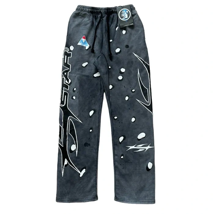 Hellstar Black and white dot printed Washed Version hoodie & pants set