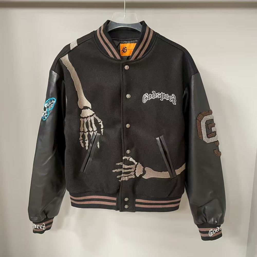 Godspeed Skull Hug From Back Varsity Jacket