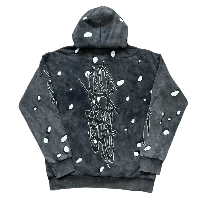 Hellstar Black and white dot printed Washed Version hoodie & pants set