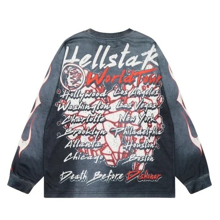 Hellstar Menacing Skeleton Print Washed Version Long-Sleeve