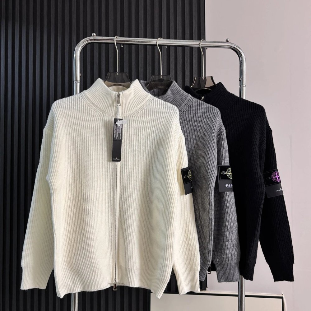 Stone Island  Thickened Zipper Cardigan Coat Sweater 3 Colors