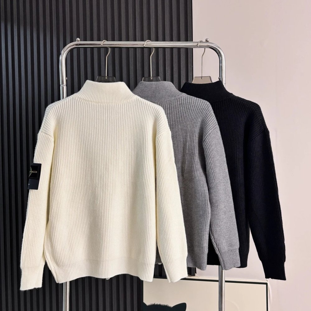 Stone Island  Thickened Zipper Cardigan Coat Sweater 3 Colors