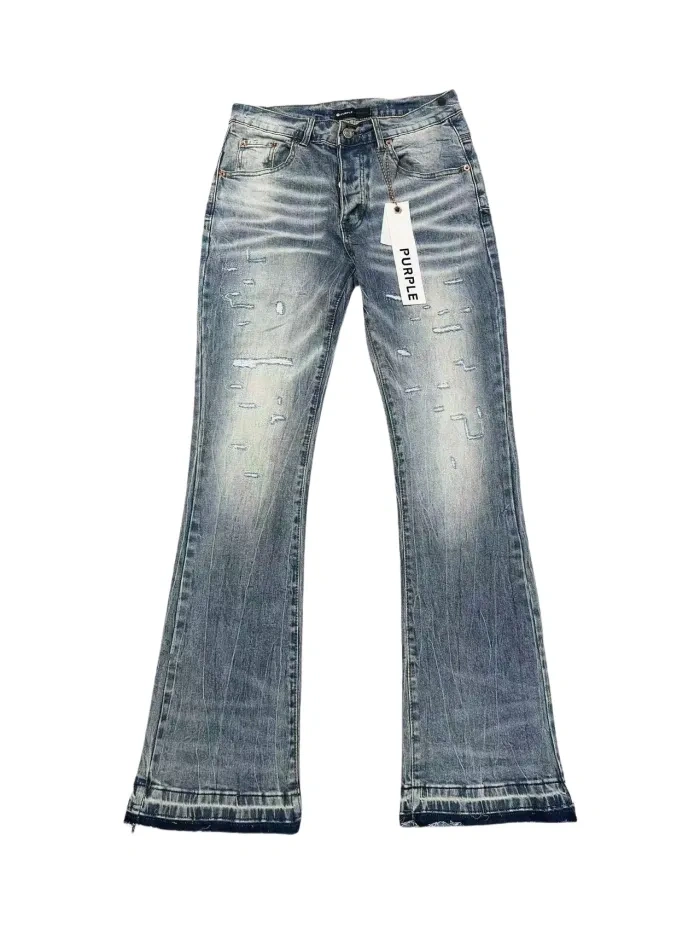 1:1 quality version Purple Brand Irregular Small Holes Flared Jeans
