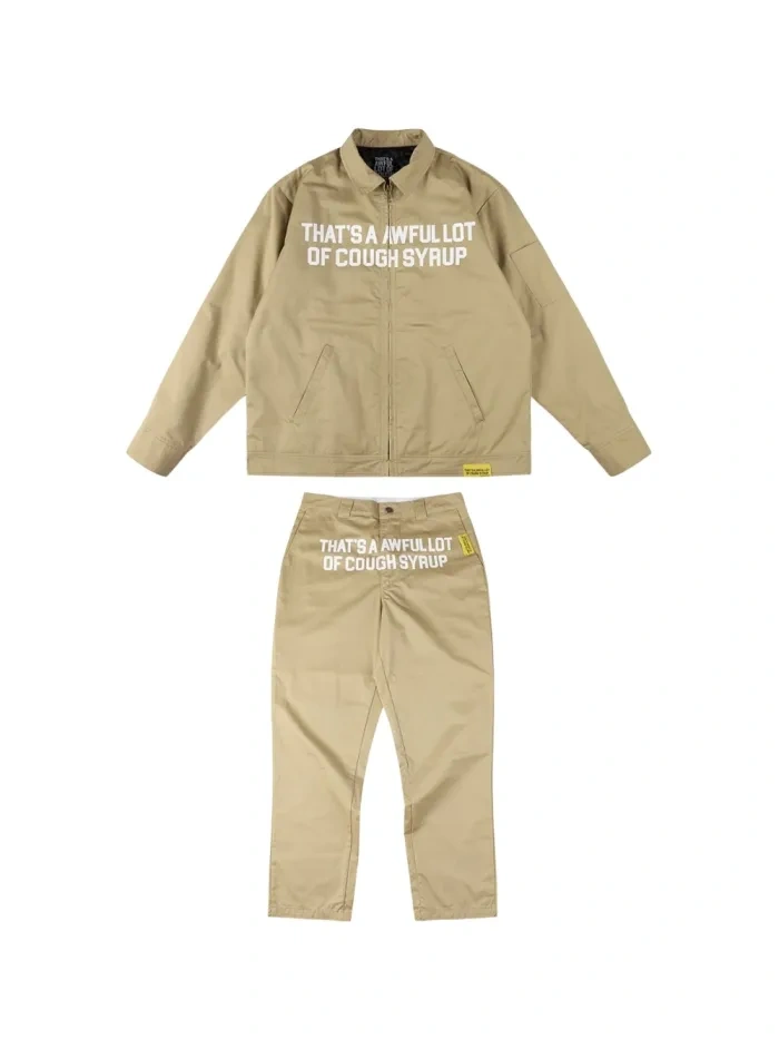 Thats A Awful Lot Of Cough Syrup Classic Letter Print Jacket & Pants Set 3 colors