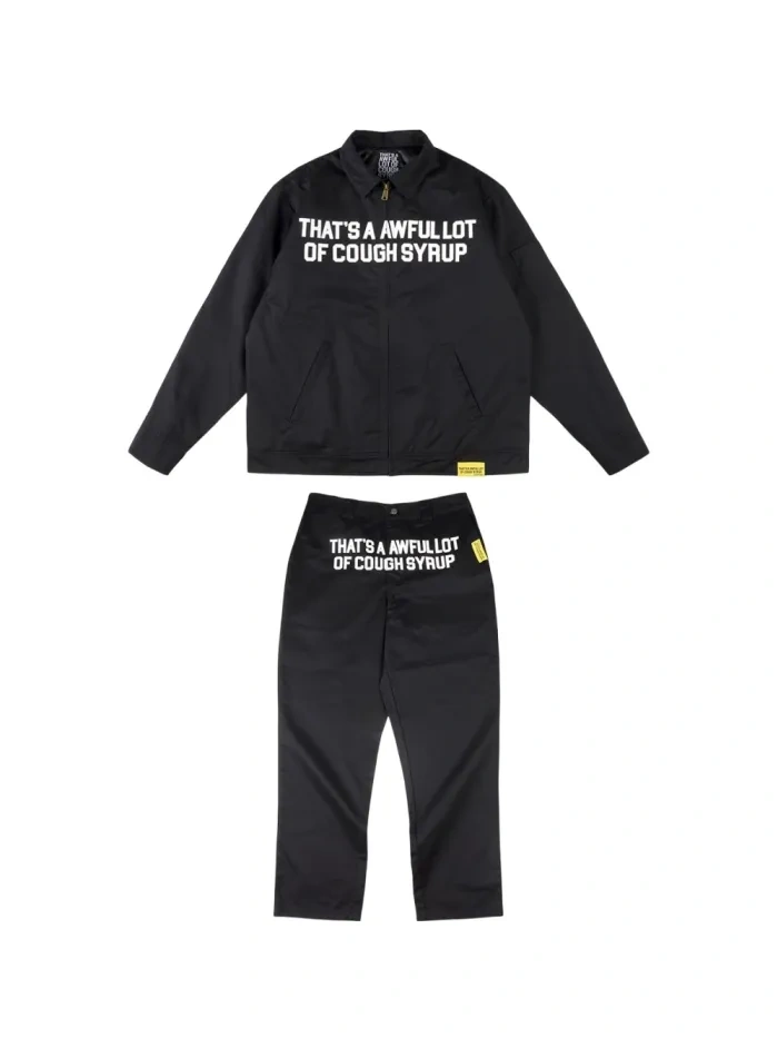 Thats A Awful Lot Of Cough Syrup Classic Letter Print Jacket & Pants Set 3 colors
