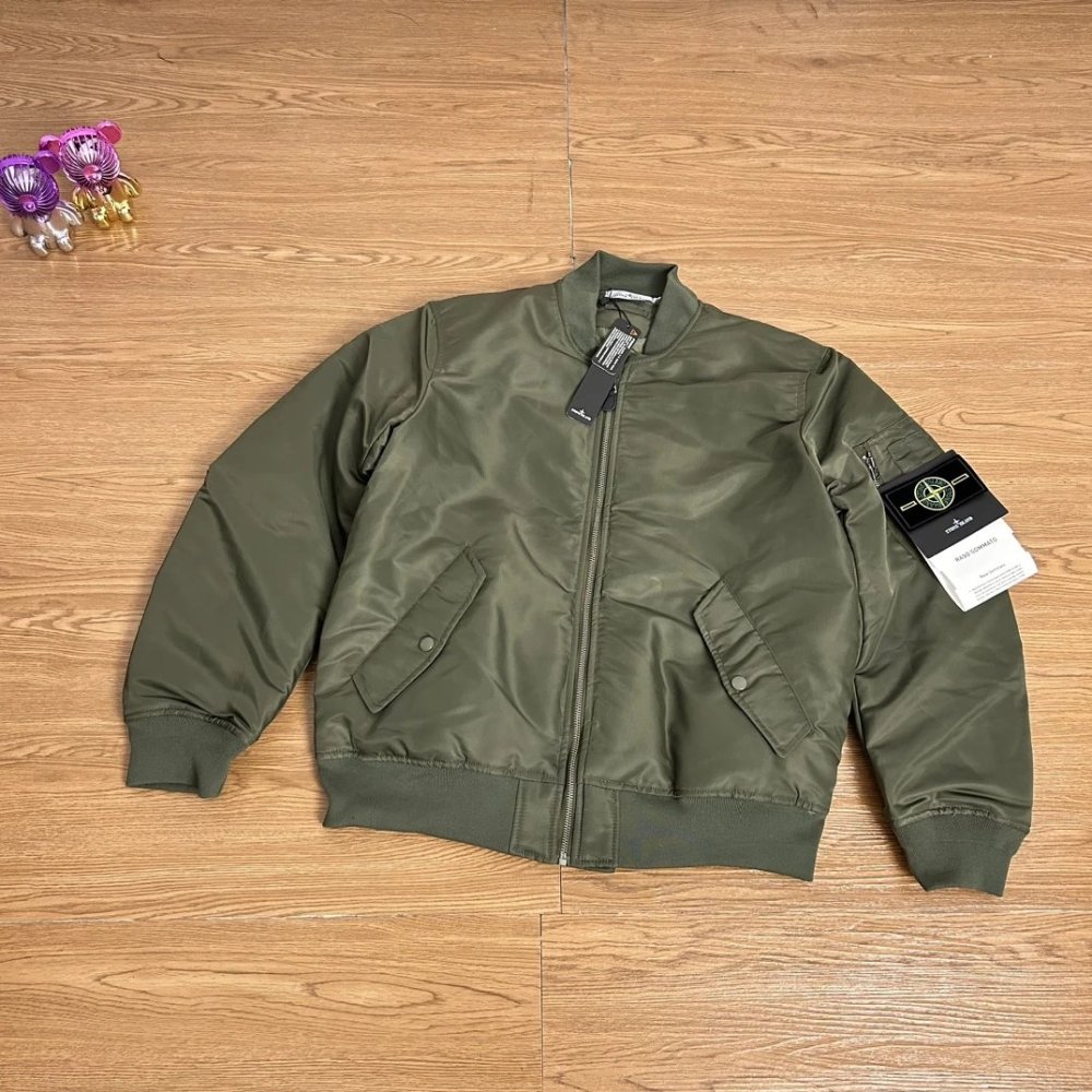 Stone Island Badge Pilot Function Down Jacket Black Green