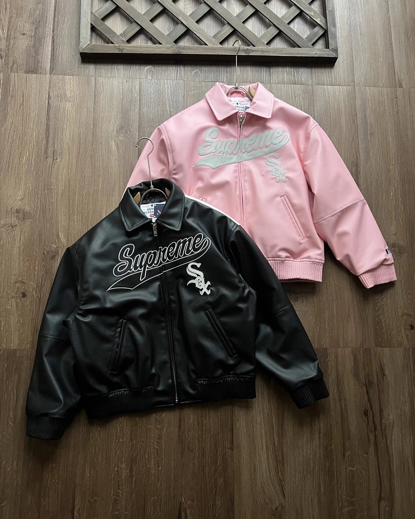 Sup x Chicago White Sox FW25 Week5 Leather Varsity Jacket Black Pink