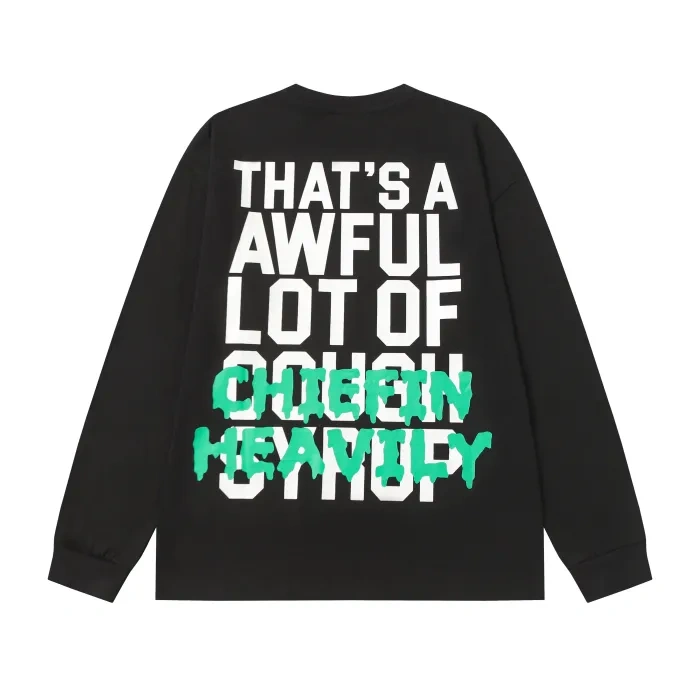 Thats Awful A Lot Of Cough Syrup Cartoon Character Alphabet Print Long Sleeve Shirt 2 colors