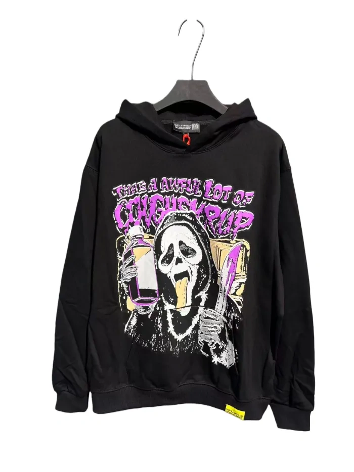 Thats Awful A Lot Of Cough Syrup Skull Purple Letter Print Hoodie