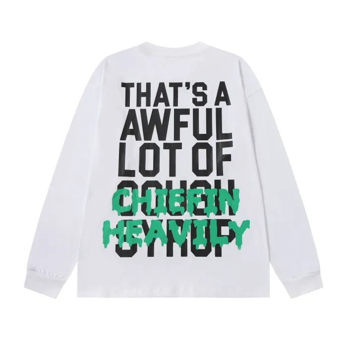 Thats Awful A Lot Of Cough Syrup Cartoon Character Alphabet Print Long Sleeve Shirt 2 colors
