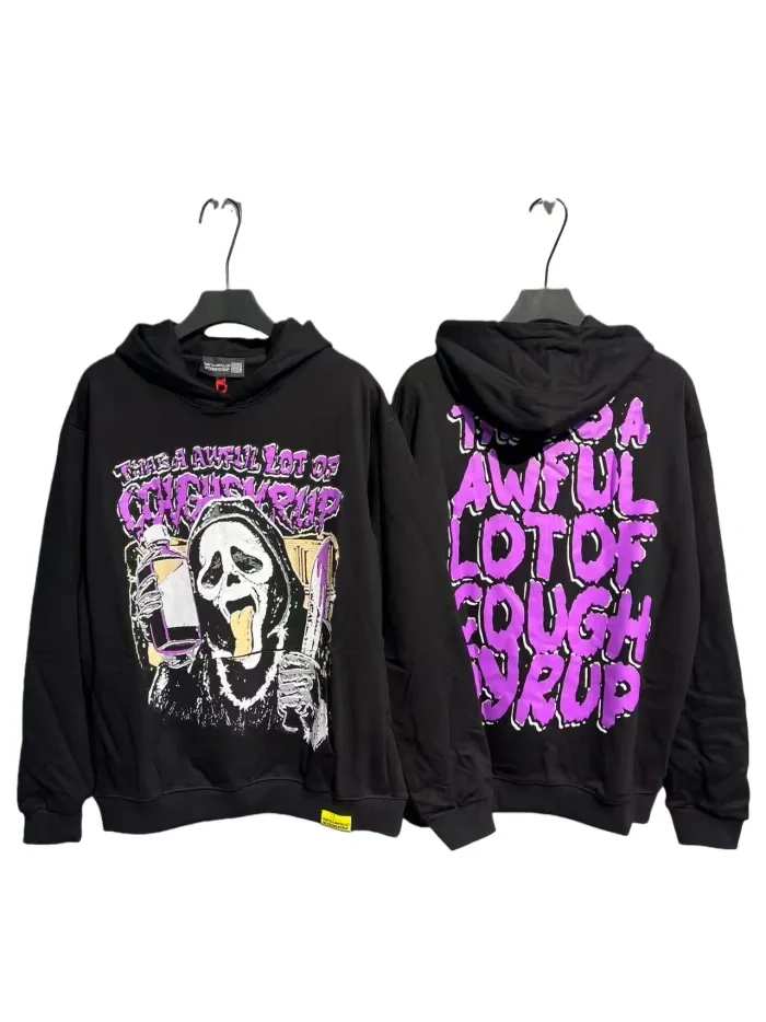 Thats Awful A Lot Of Cough Syrup Skull Purple Letter Print Hoodie