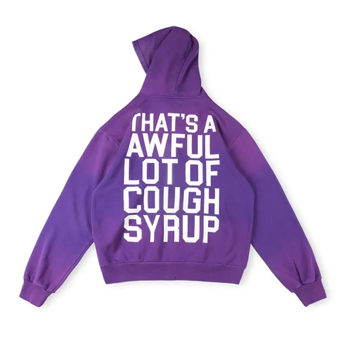 Thats A Awful Lot Of Cough Syrup Cracked Letter Print Washed Version Hoodie & Pants Set 2 colors