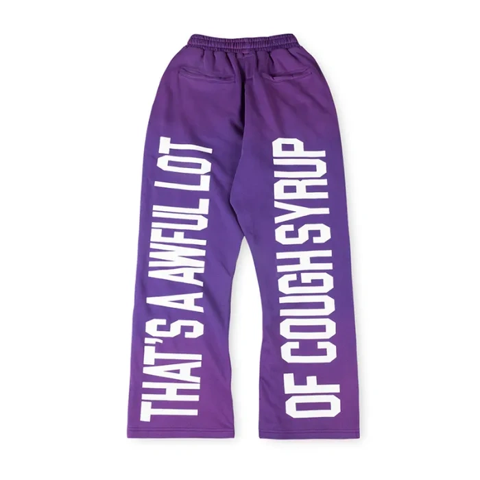 Thats A Awful Lot Of Cough Syrup Cracked Letter Print Washed Version Hoodie & Pants Set 2 colors