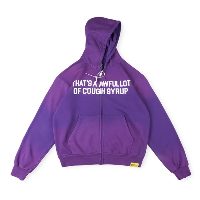 Thats A Awful Lot Of Cough Syrup Cracked Letter Print Washed Version Hoodie & Pants Set 2 colors