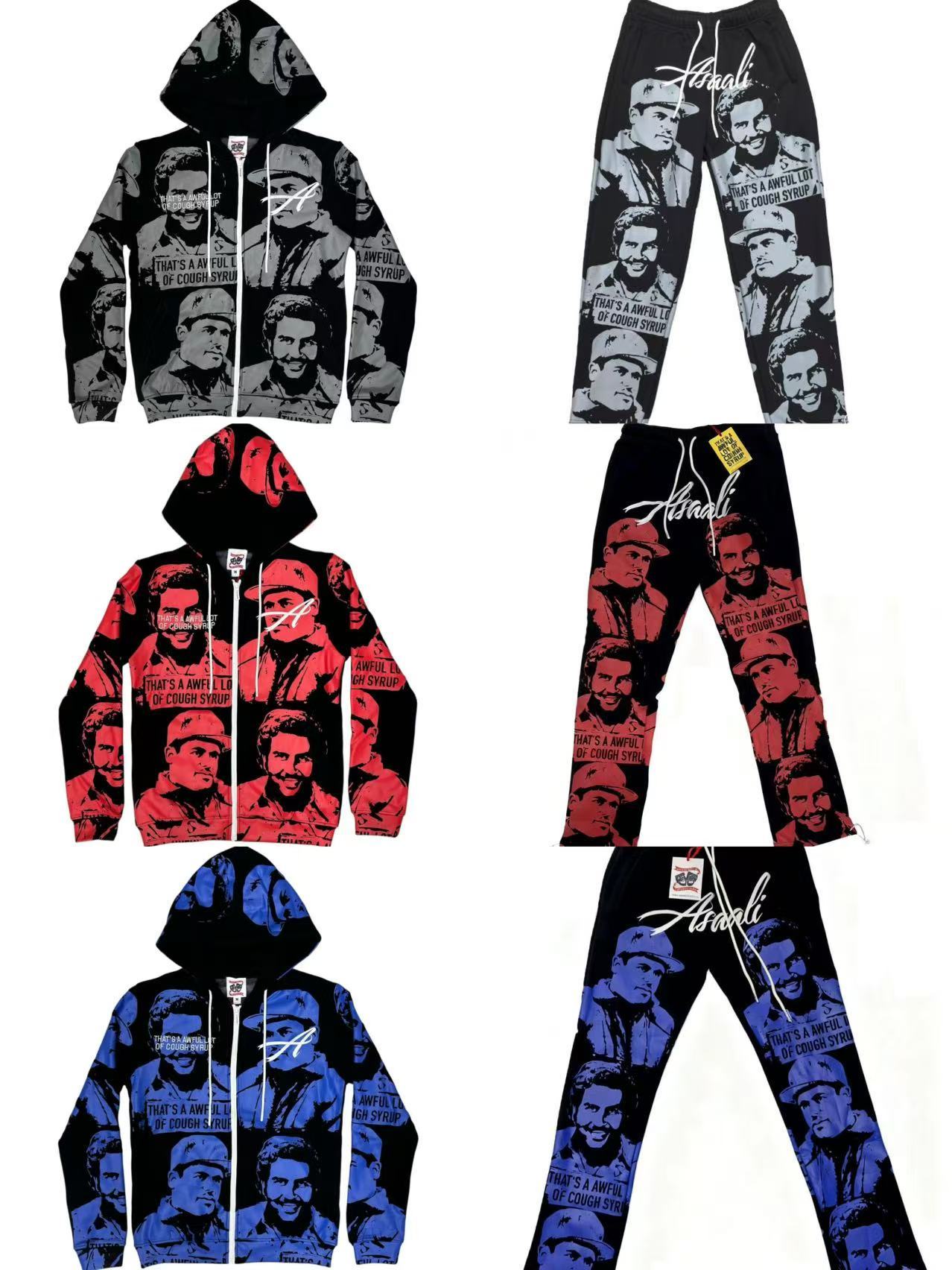 Thats A Awful Lot Of Cough Syrup 1:1 quality version Portrait Alphabet Print Zipper Hoodie And Pants 3 colors