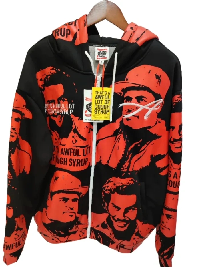 Thats A Awful Lot Of Cough Syrup 1:1 quality version Portrait Alphabet Print Zipper Hoodie And Pants 3 colors