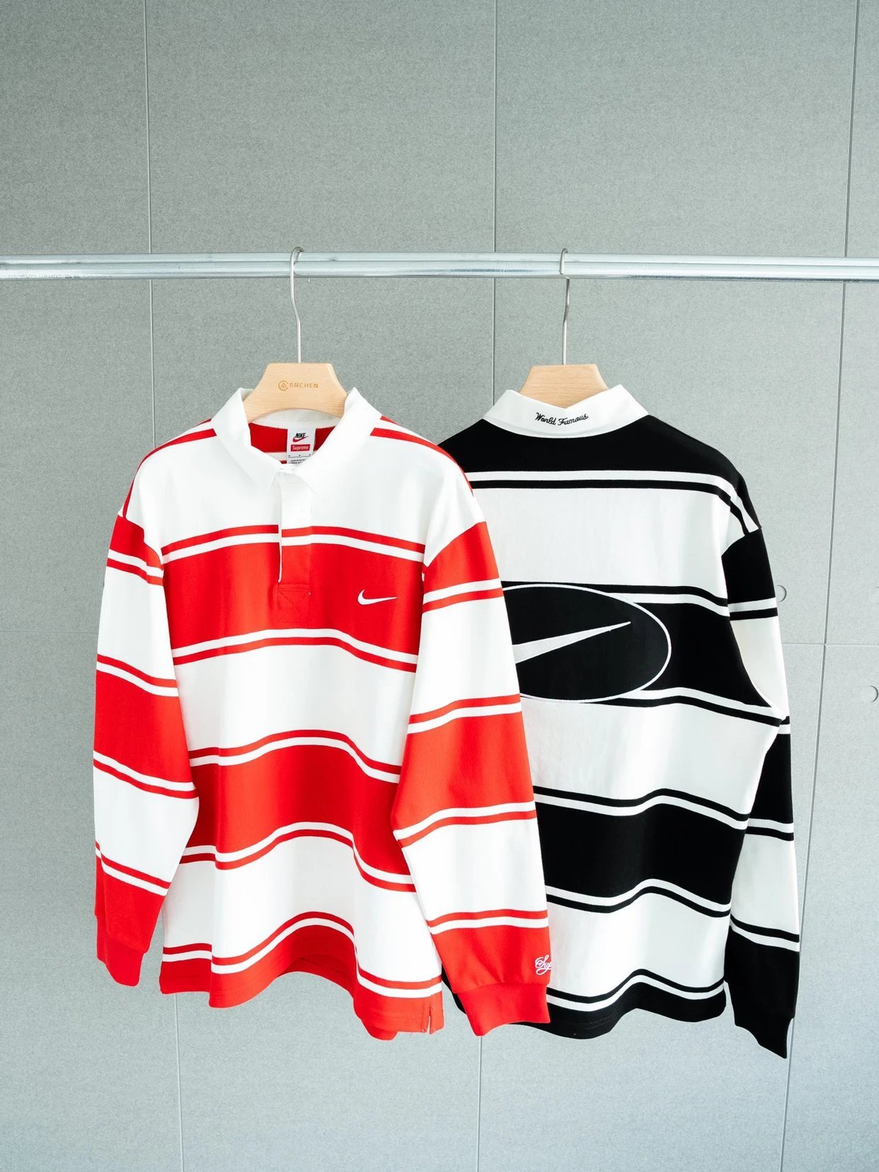 Sup x N1ke SS25 Strip Rugby Logo Polo Longsleeve 2 Colors