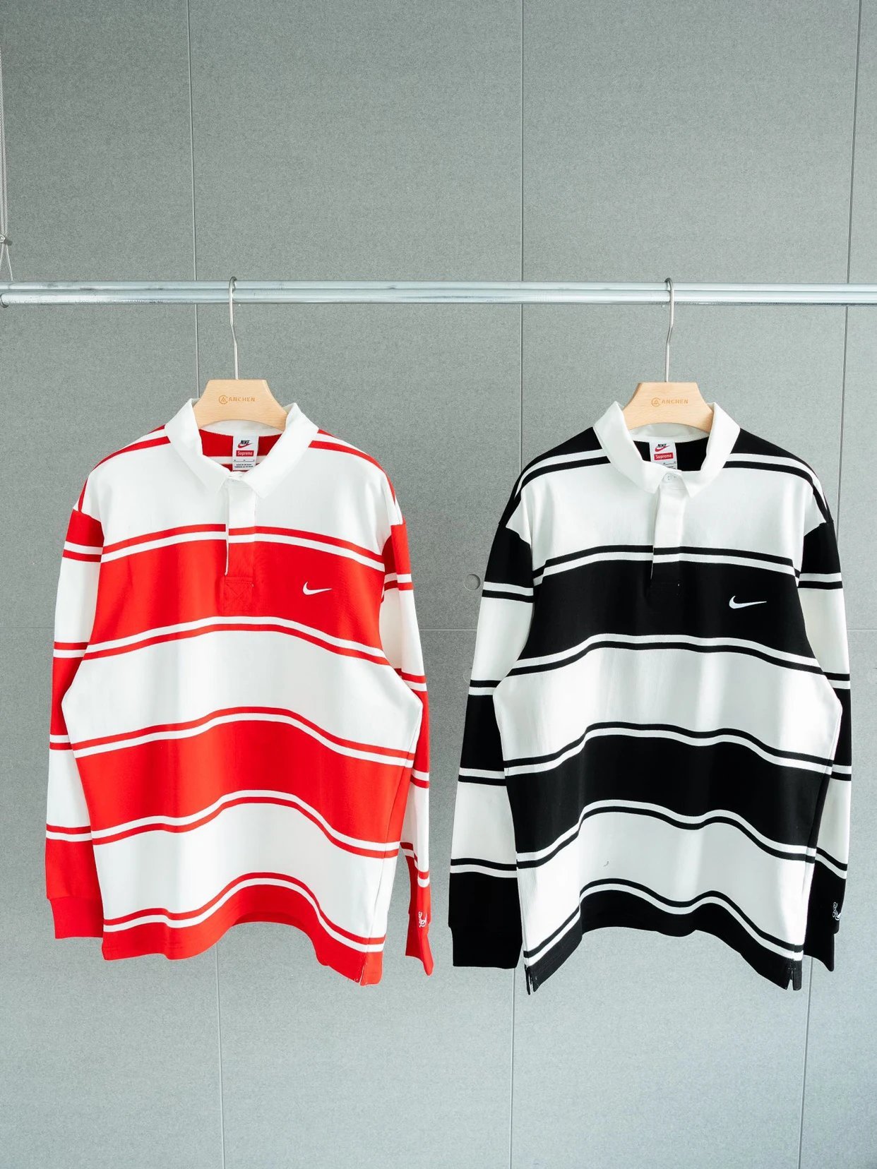Sup x N1ke SS25 Strip Rugby Logo Polo Longsleeve 2 Colors