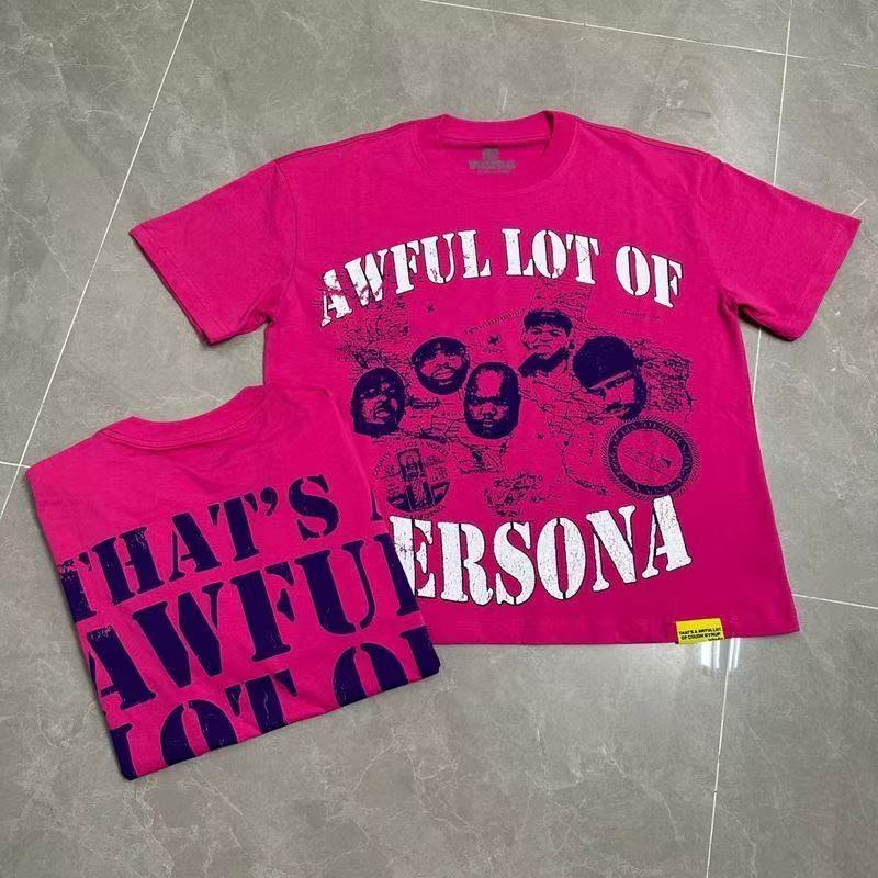 Thast A Awful Lot Of Cough Syrup Persona Printed Pink Tee