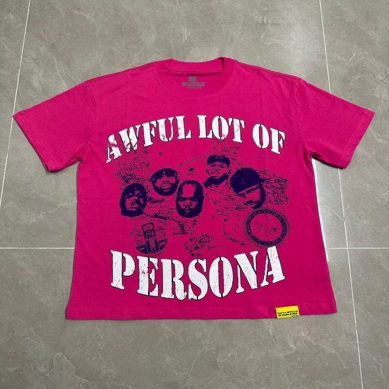 Thast A Awful Lot Of Cough Syrup Persona Printed Pink Tee