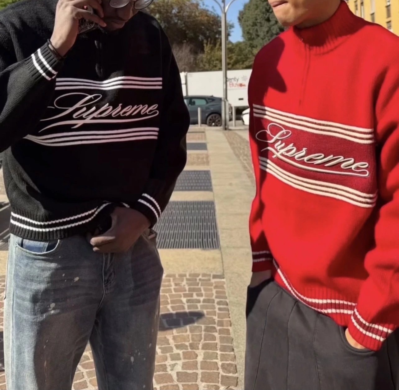 Sup Fw25 Script Stripe Half Zip Sweater 3 Colors
