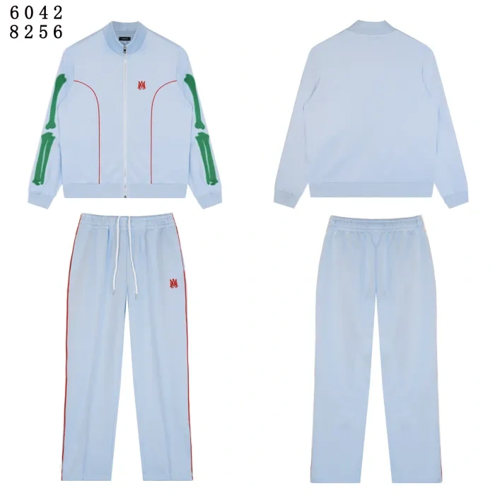 AM Embroidered Logo Bone Jacket & Pants Set 4 colors