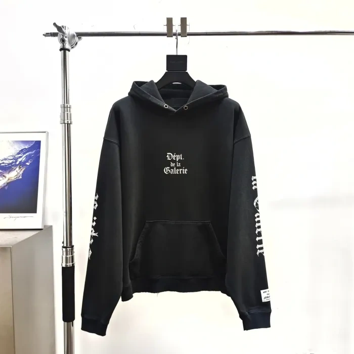 GD 1:1 quality version Gothic White Letter Washed Black Hoodie
