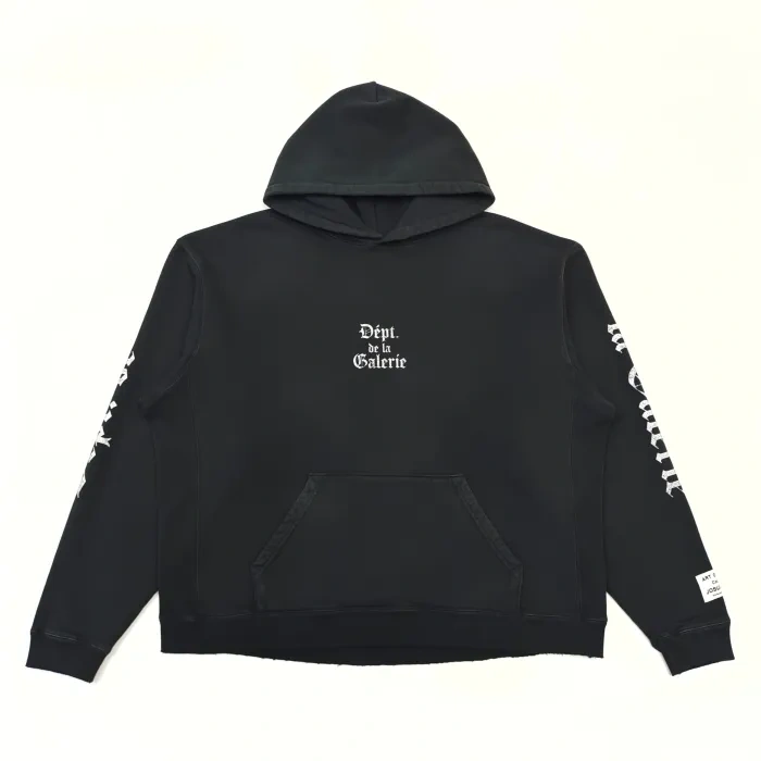 GD 1:1 quality version Gothic White Letter Washed Black Hoodie