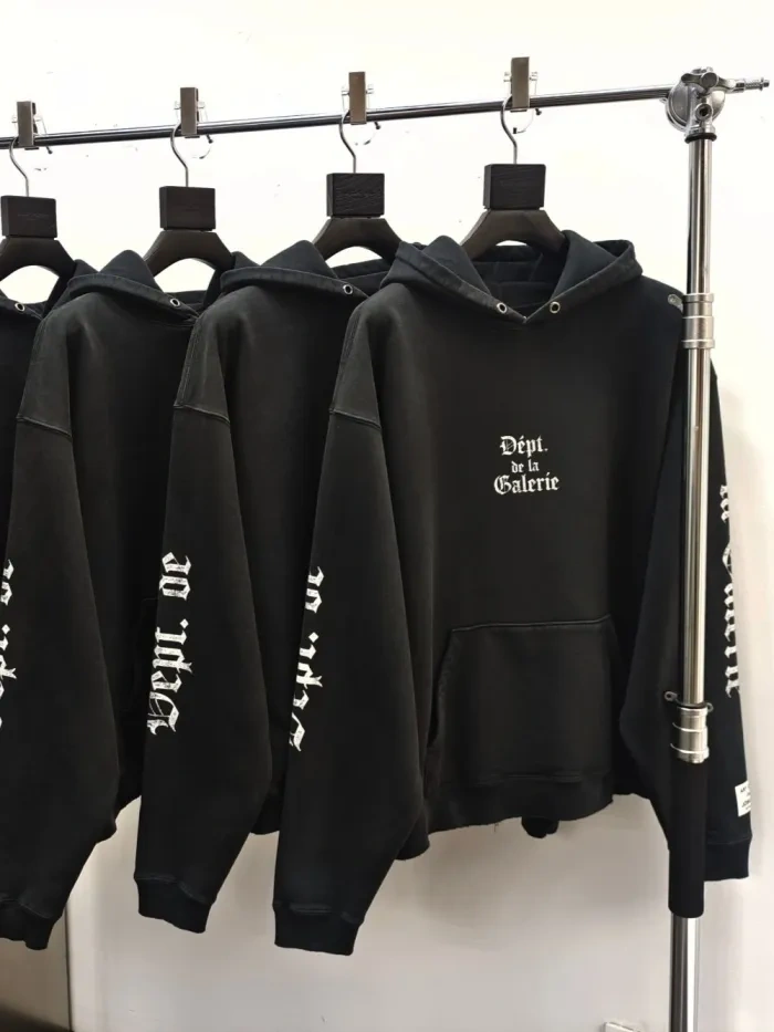 GD 1:1 quality version Gothic White Letter Washed Black Hoodie