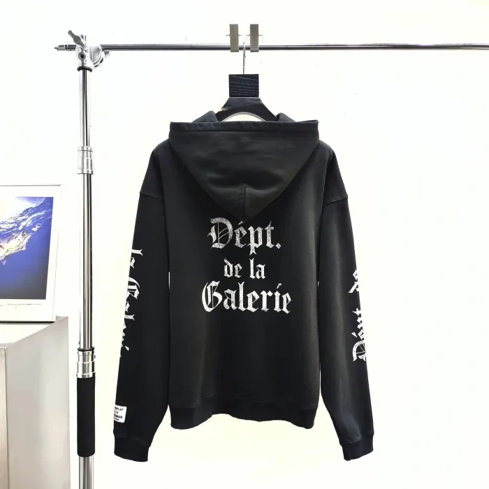 GD 1:1 quality version Gothic White Letter Washed Black Hoodie