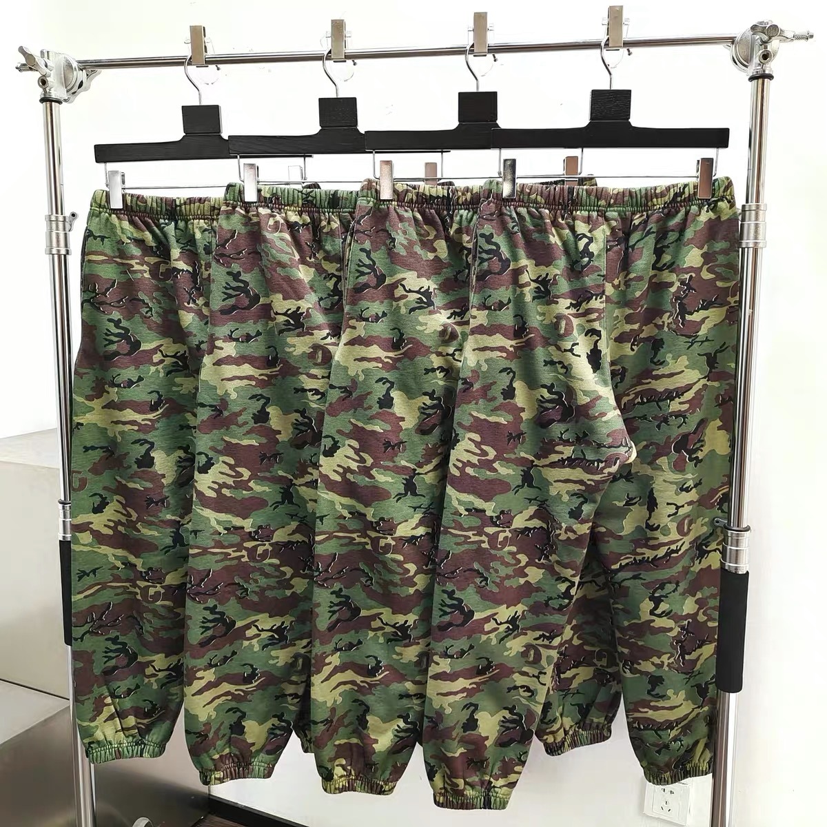 1:1 GD Green Camouflage Orange Character French Set Hoodie Pants
