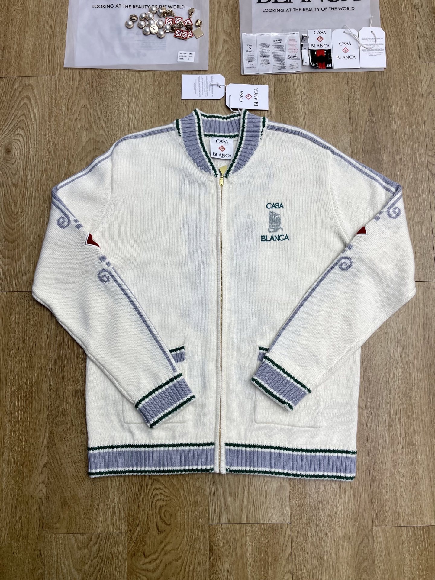 1:1 Casablanca David Knit Zip Up Jacket White
