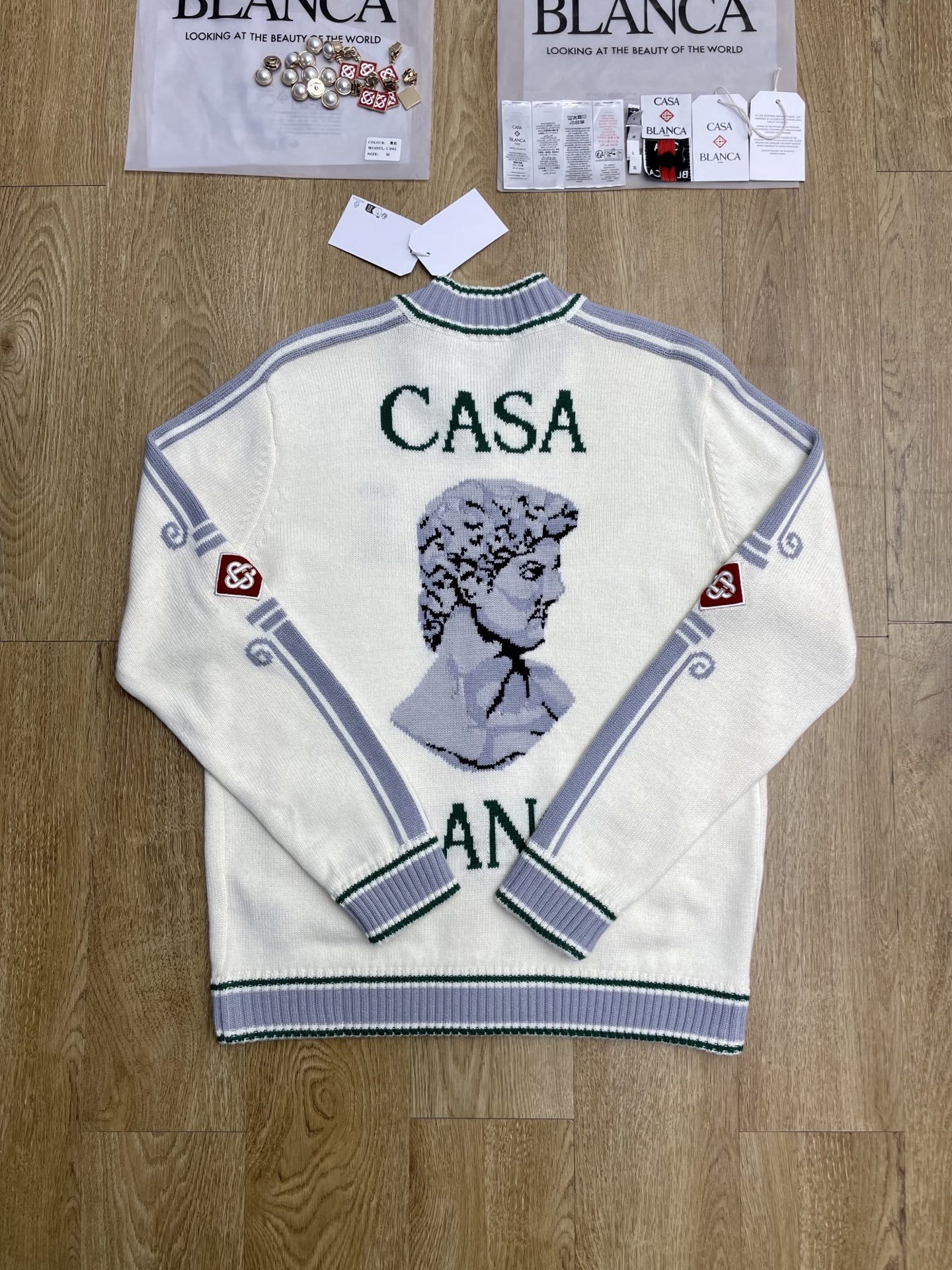 1:1 Casablanca David Knit Zip Up Jacket White