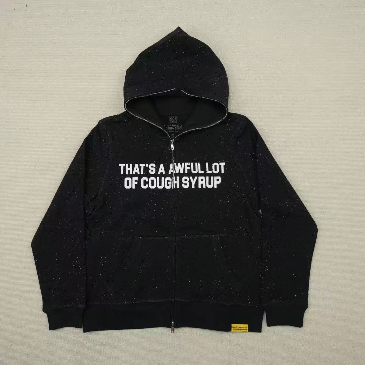 Thats A Awful Lot Of Cough Syrup Rhinestone Zip hoodie And Pants Black
