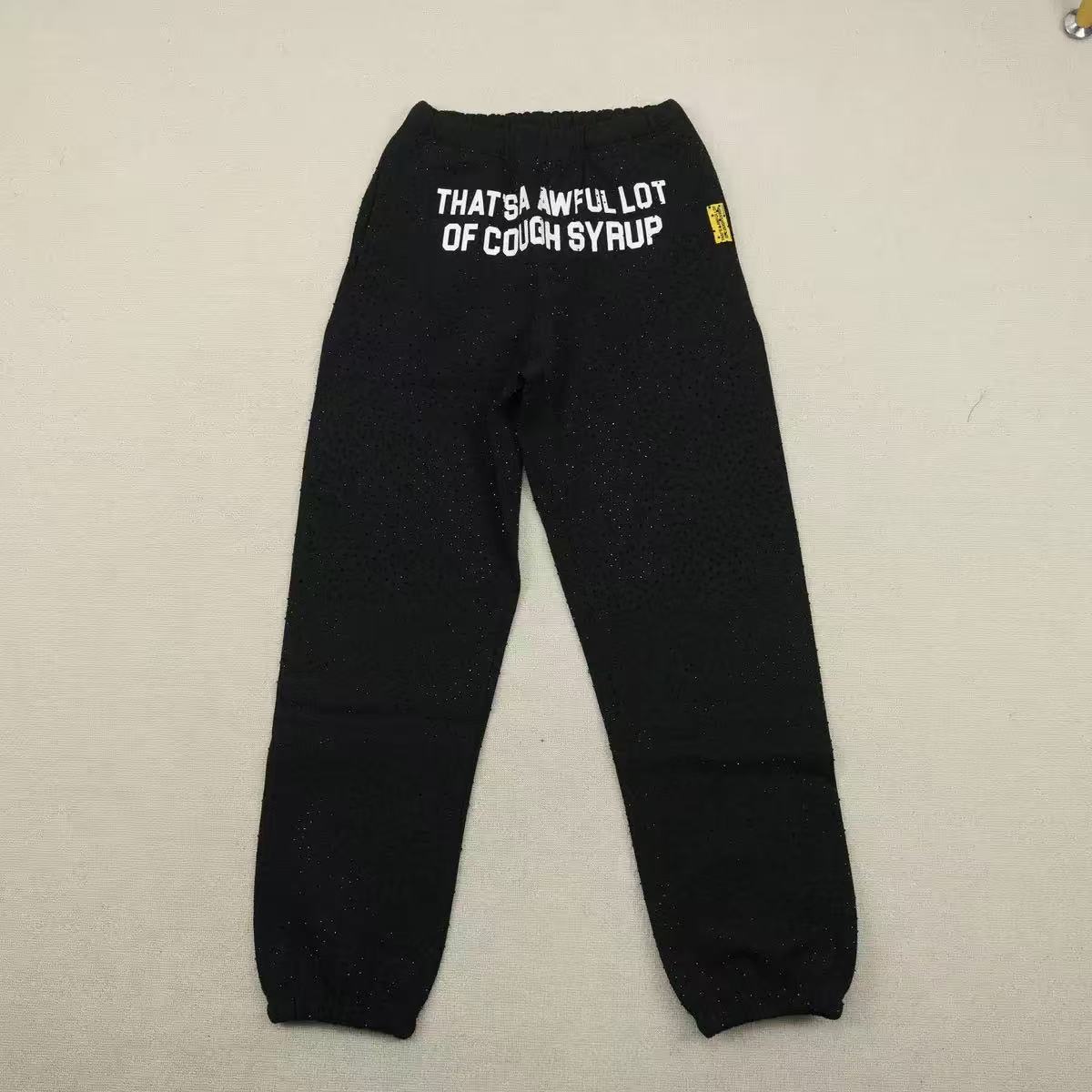Thats A Awful Lot Of Cough Syrup Rhinestone Zip hoodie And Pants Black