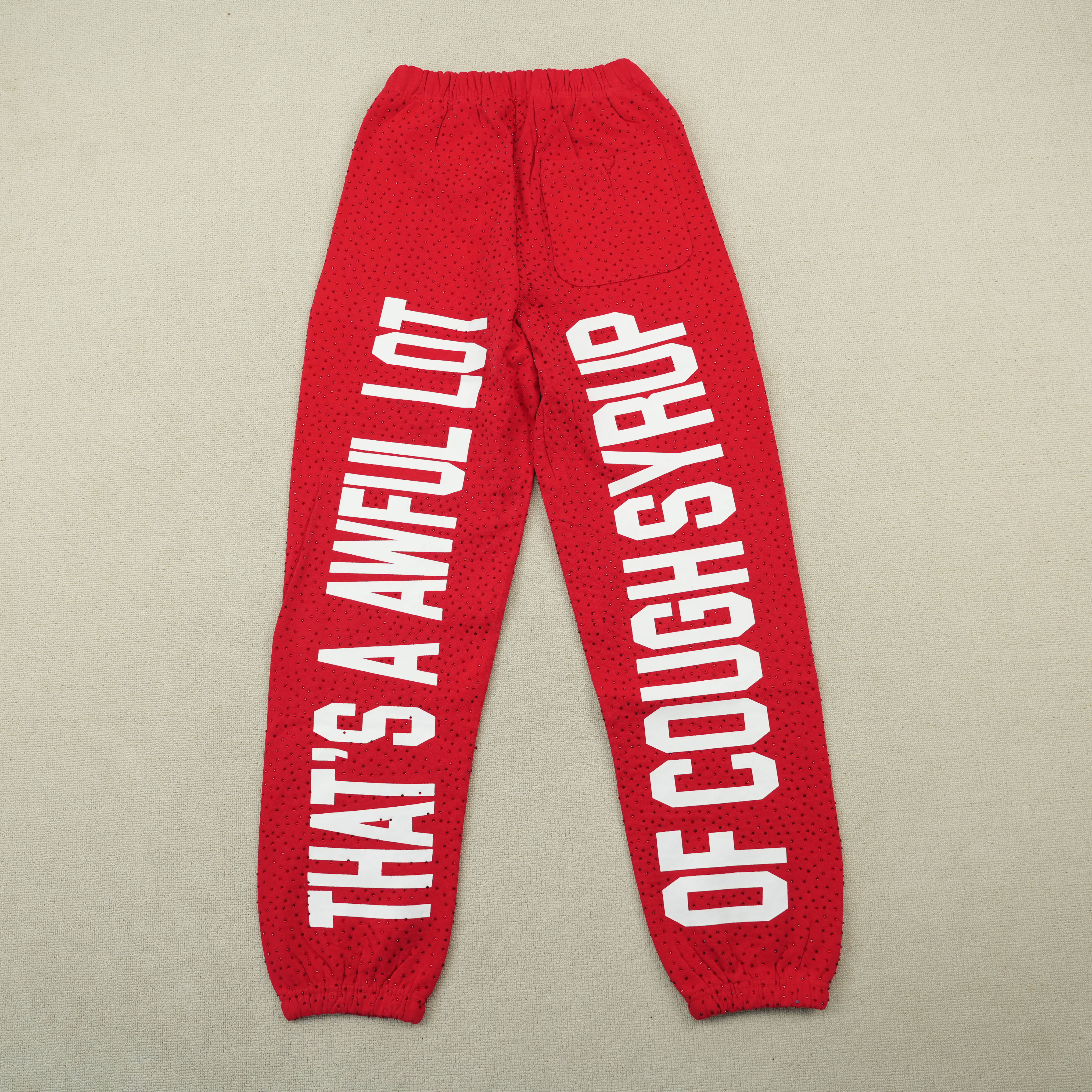 1:1 Thats A Awful Lot Of Cough Syrup Rhinestone Zip Hoodie And Pants Red
