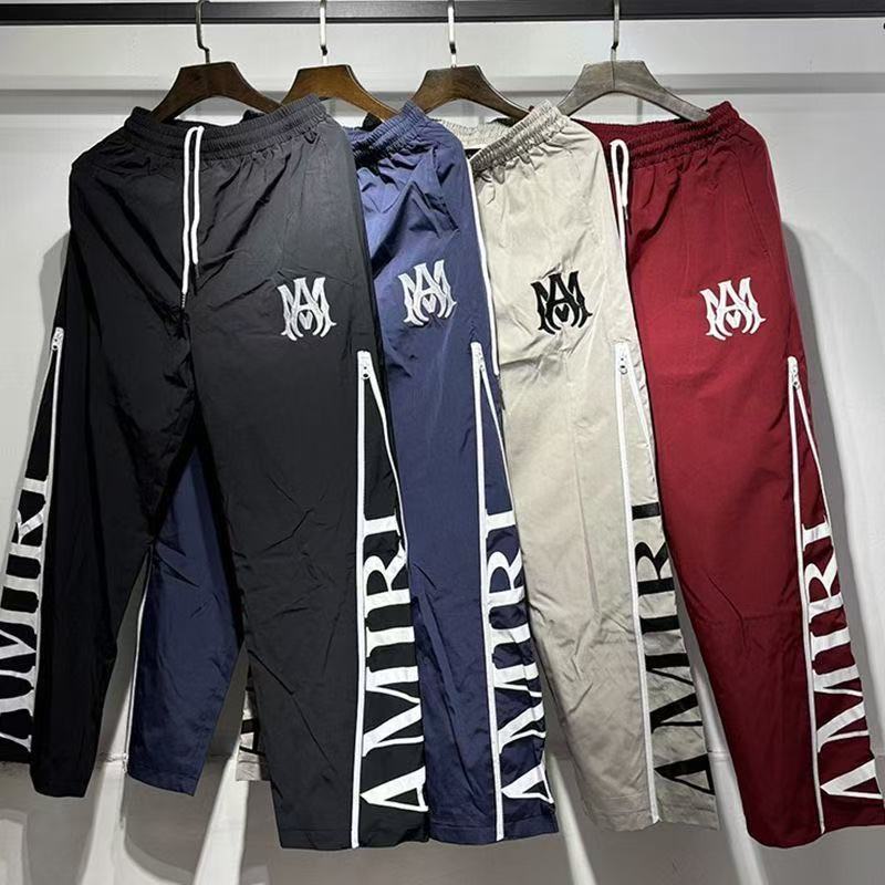 AM Side Zip Letter Mesh Layer Pants 4 Colors