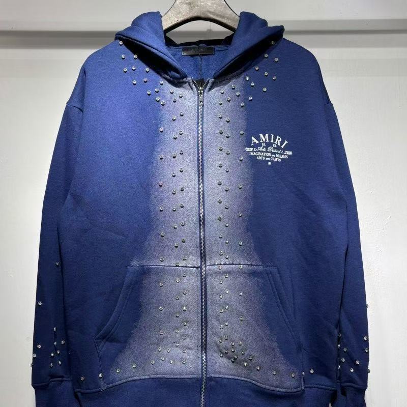 AM Rhinestone Zip Up Hoodie 3 Colors