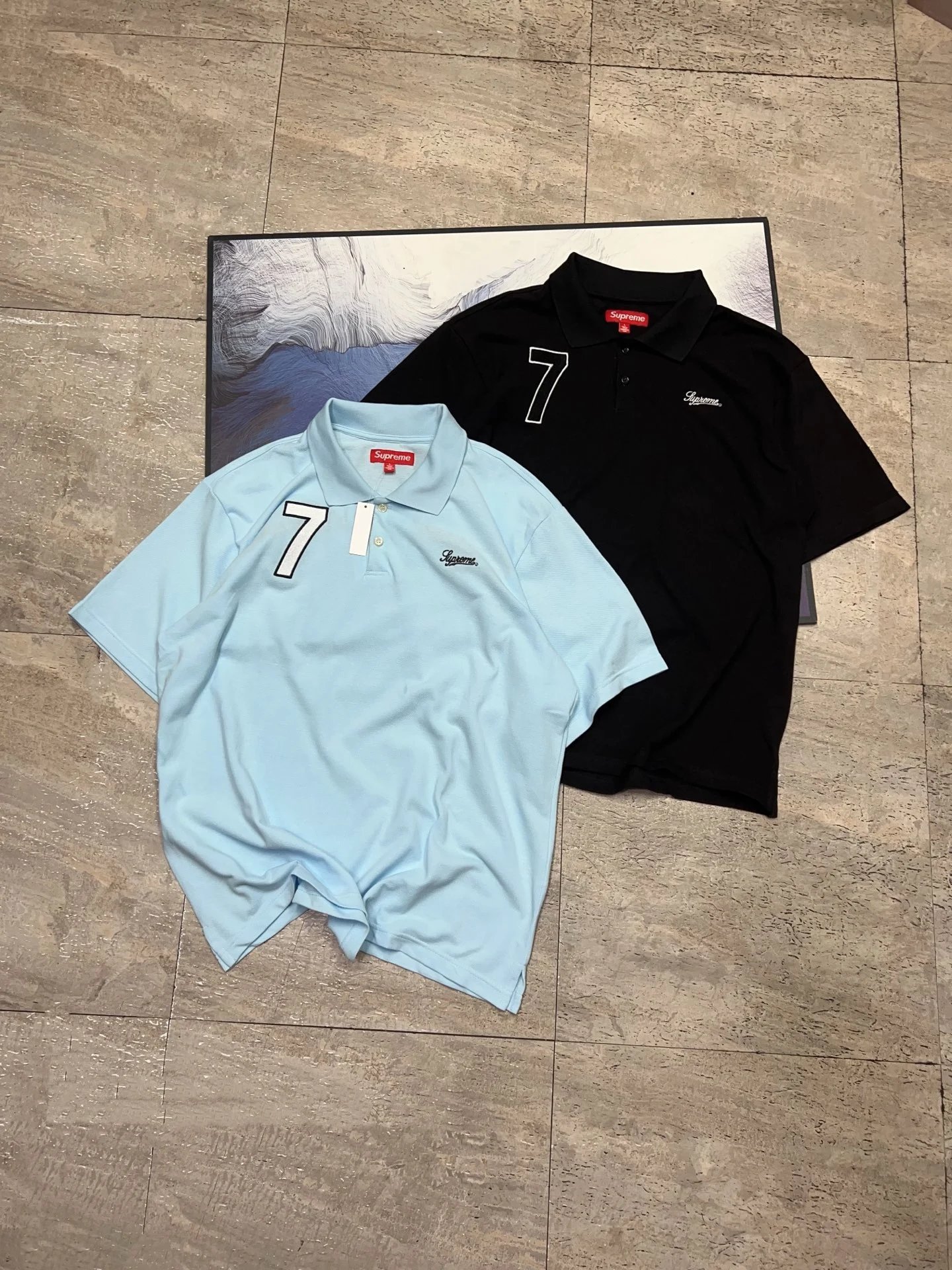 Sup Number 7 Polo T-shirt Black Blue