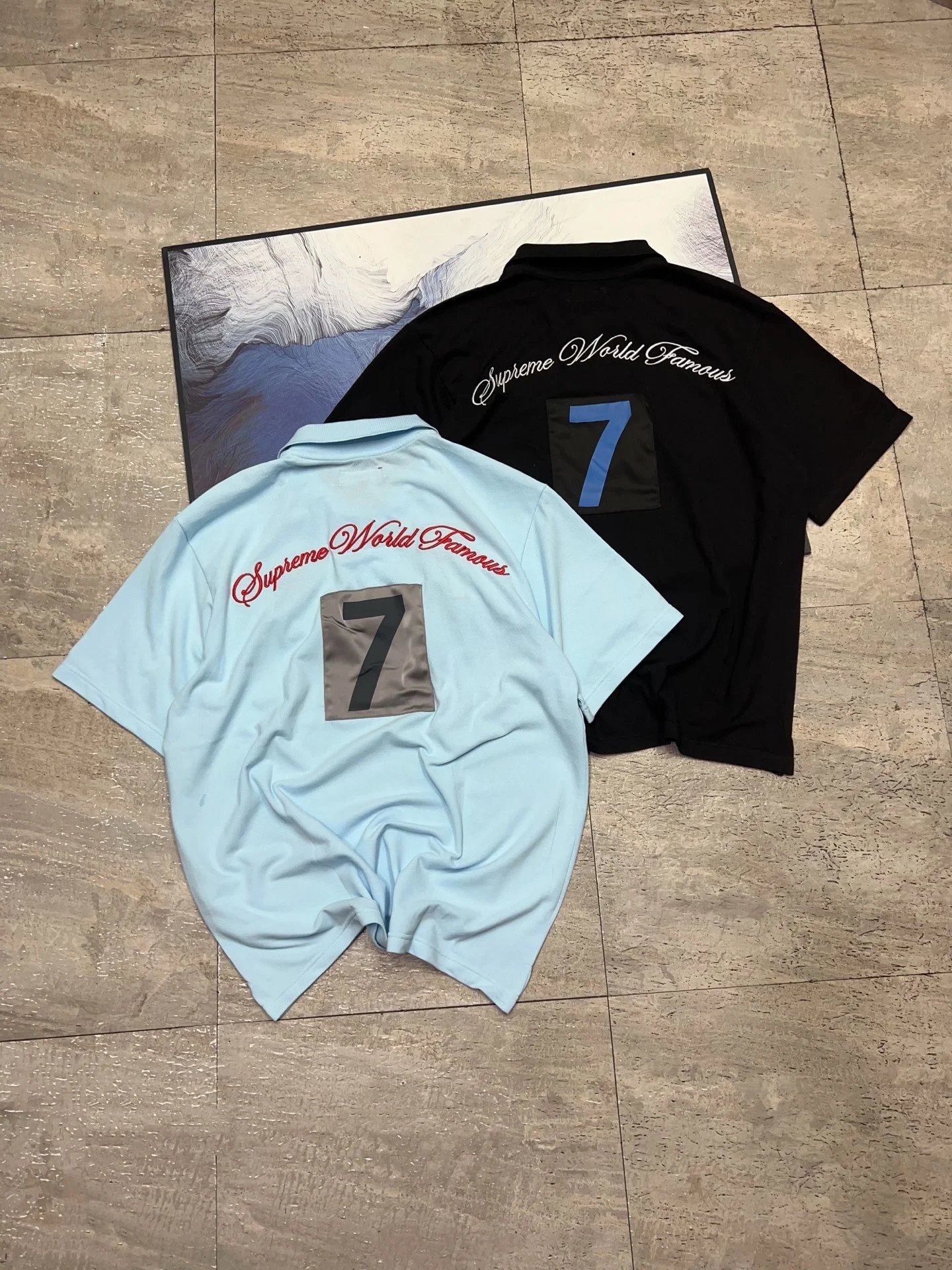 Sup Number 7 Polo T-shirt Black Blue