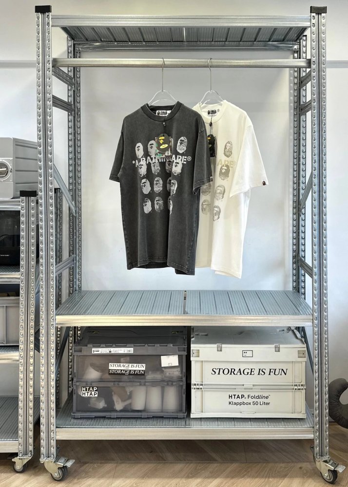 Bape Multiple Ape Head Washed T-shirt Black White