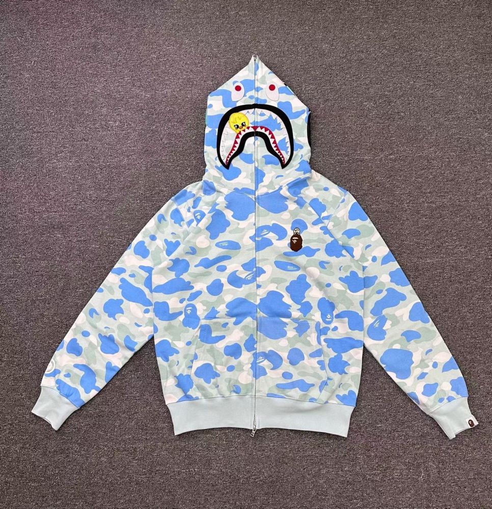 1:1 quality version Bape Stray Kids FW25 Shark Camo Hoodie 4 Colors