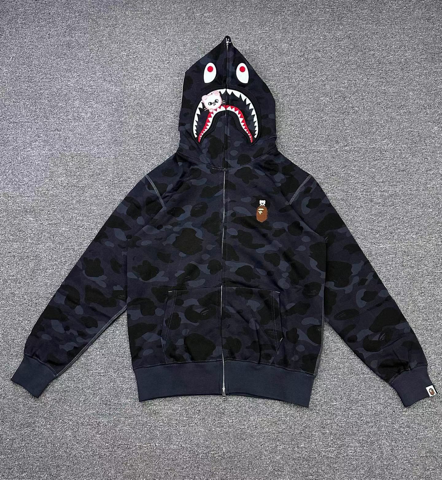 1:1 quality version Bape Stray Kids FW25 Shark Camo Hoodie 4 Colors