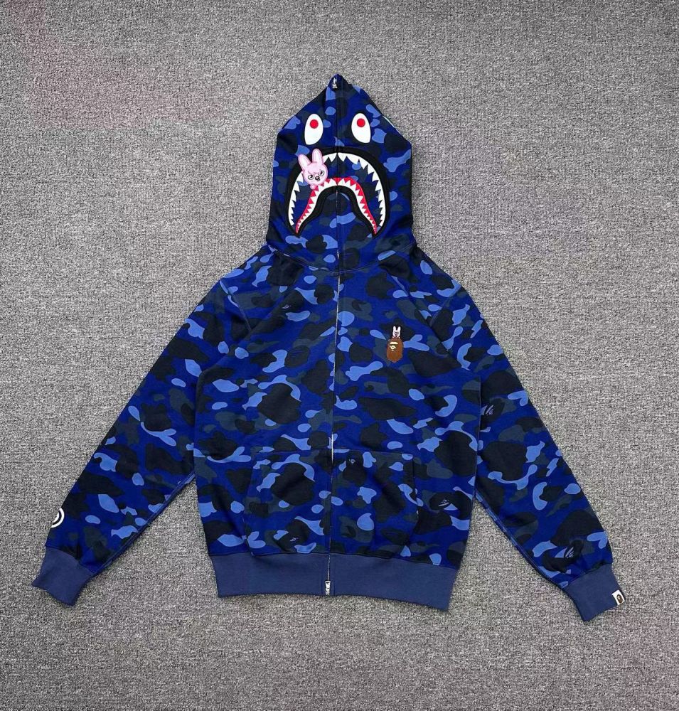 1:1 quality version Bape Stray Kids FW25 Shark Camo Hoodie 4 Colors
