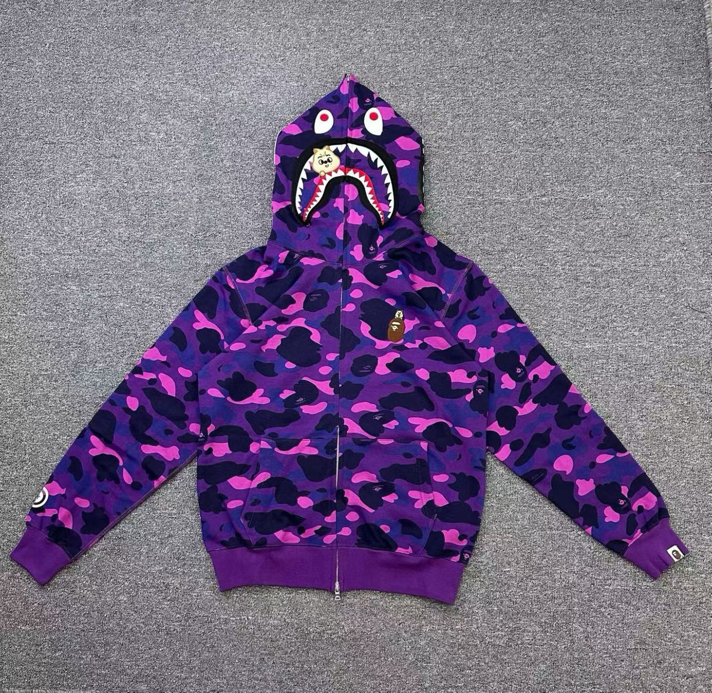 1:1 quality version Bape Stray Kids FW25 Shark Camo Hoodie 4 Colors
