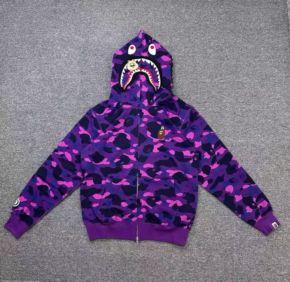 1:1 quality version Bape Stray Kids FW25 Shark Camo Hoodie 4 Colors