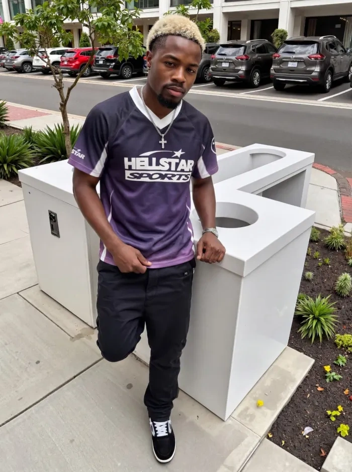 Hellstar Purple And Black Skull Mesh Jersey Tee